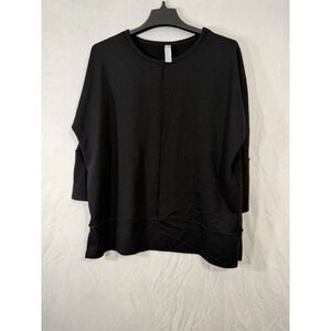 Spanx Black Perfect Length Dolman 3/4 Length Sleeve Relaxed Fit Sweatshirt SP